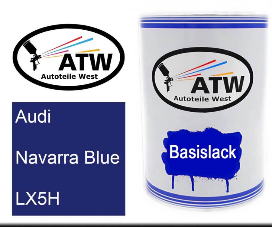 Audi, Navarra Blue, LX5H: 500ml Lackdose, von ATW Autoteile West.